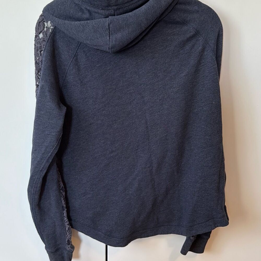 Hollister Women Size Large Vintage Full Zip Y2K California Navy Blue Hoodie Lace - Picture 3 of 7